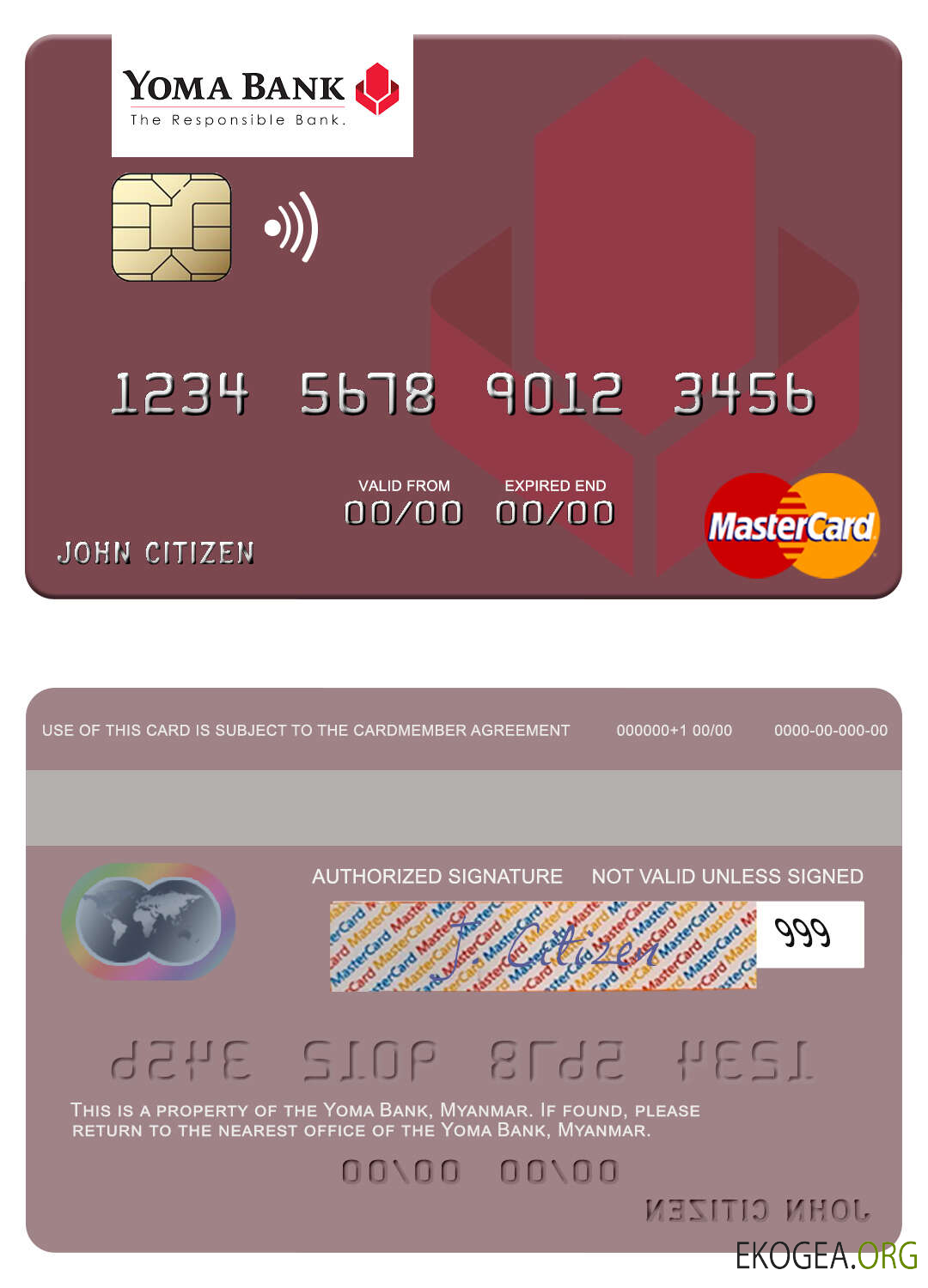 Carte Mastercard de la Banque Yoma du Myanmar